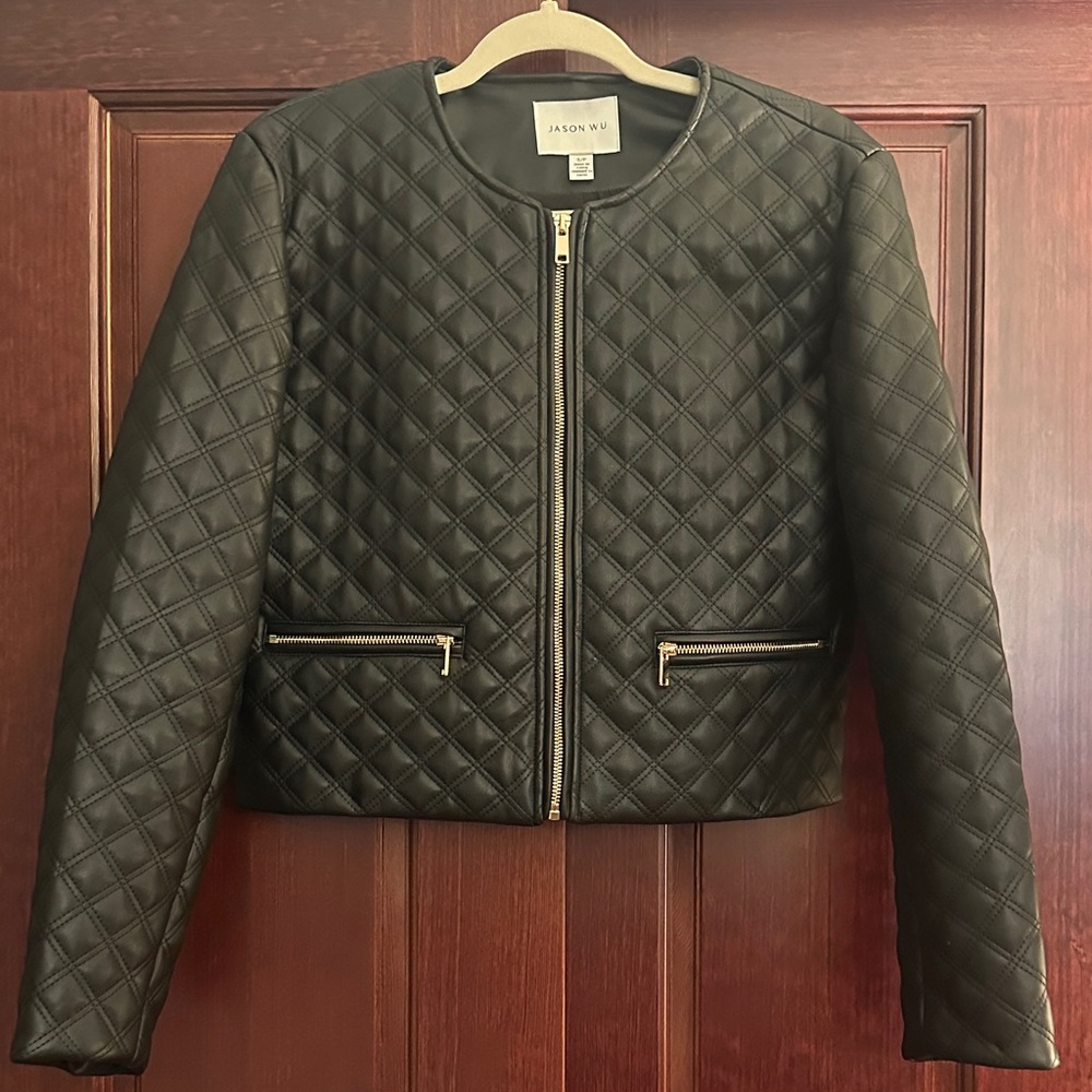 Jason Wu Black Diamond-Pattern with Gold Zipper Jacket - Like New!